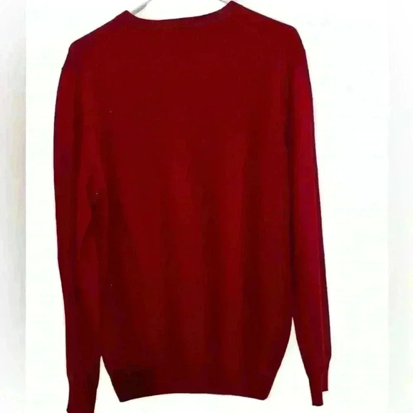 Joseph Abboud 100% Extra Fine Merino Wool V-Neck Red Sweater Men’s Size Medium - Picture 2 of 11